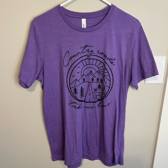 Bella Canvas Purple “Country Roads Take Me Home” Scenic Graphic Tee - Picture 1 of 4